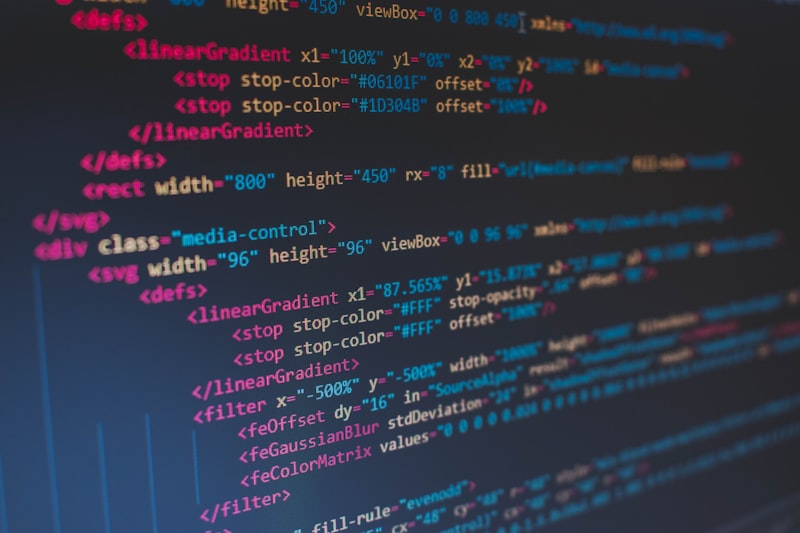 Computer screen displaying SVG and CSS code